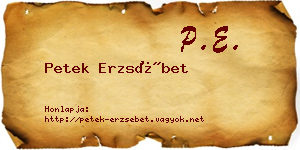Petek Erzsébet névjegykártya