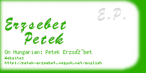 erzsebet petek business card